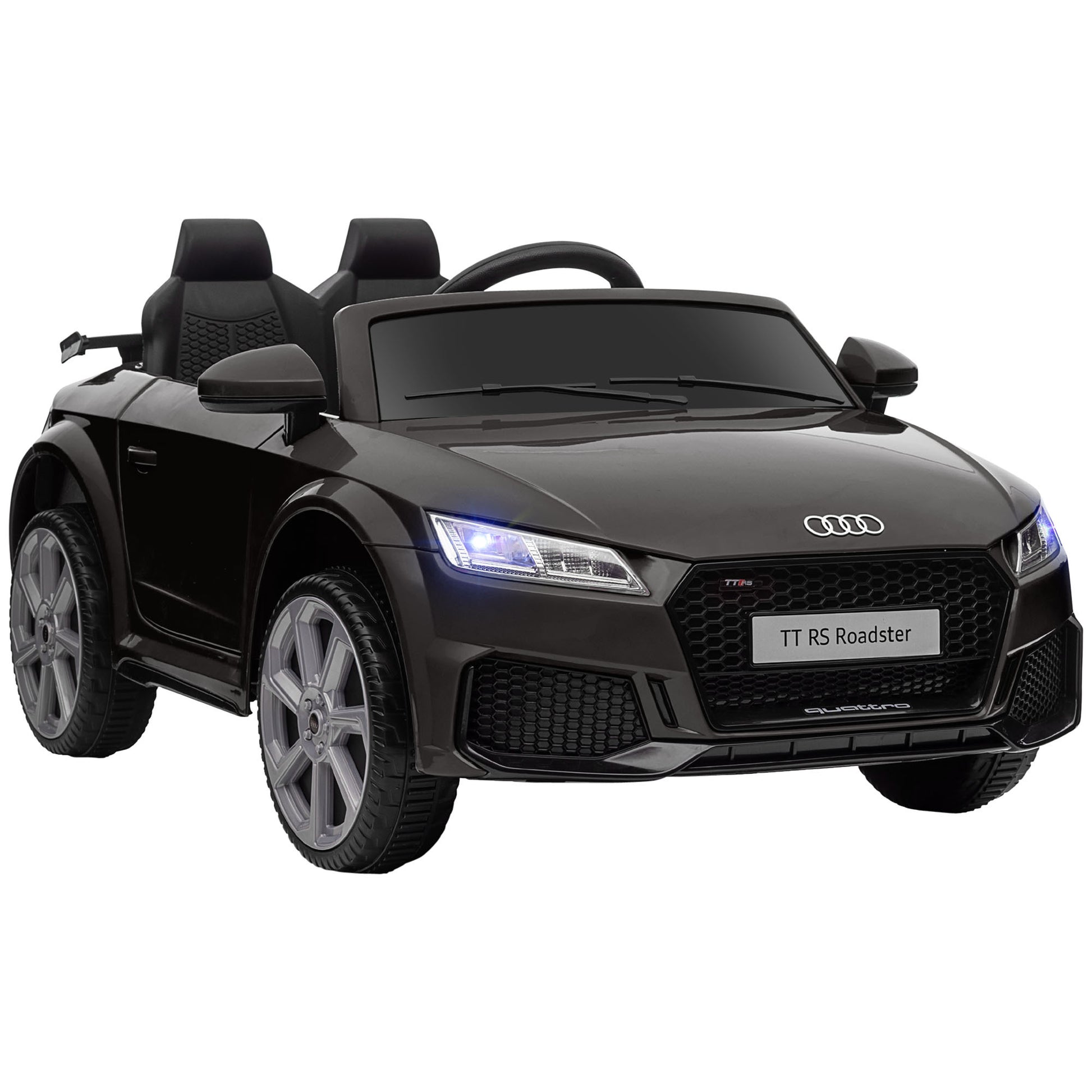 Aosom 6V Kids Electric Ride On Car, Licensed Audi Tt Rs With Suspension System And Remote Control, Horn, 5 Songs, Lights, Mp3 Player Black Black Steel