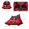 Aosom 12V Bumper Car For Kids 1.5 5 Years Old, Electric Ride On Bumper With 360 Degree Spin, Remote Control, Led Lights And Music, Red Red Steel