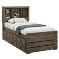 2 Pieces Bedroom Sets Farmhouse Style Twin Size Bookcase Captain Bed And Nightstand, Rustic Brown Twin Rustic Brown Bed Included,Nightstand Included Plywood