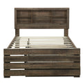 2 Pieces Bedroom Sets Farmhouse Style Full Size Bookcase Captain Bed And Nightstand, Rustic Brown Full Rustic Brown Bed Included,Nightstand Included Plywood