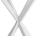 31.5'' Modern Cross Leg Round Dining Table, White Marble Top Occasional Table, Two Piece Removable Top, Matte Finish Iron Legs White Mdf Metal