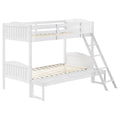 White Twin Full Bunk Bed With Arched Headboard White Wood White Bedroom Transitional Rubberwood Bunk Wood