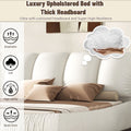 King Size Luxury Upholstered Bed With Thick Headboard, Leather King Bed With Oversized Padded Backrest, White Expect Arrive Date 2024 2 15 King White Pu Leather