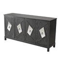 Modern 4 Door Cabinet With Mirrored Decorative Doors,For Bedroom,Living Room,Office,Easy Assembly, Grey Grey Mdf