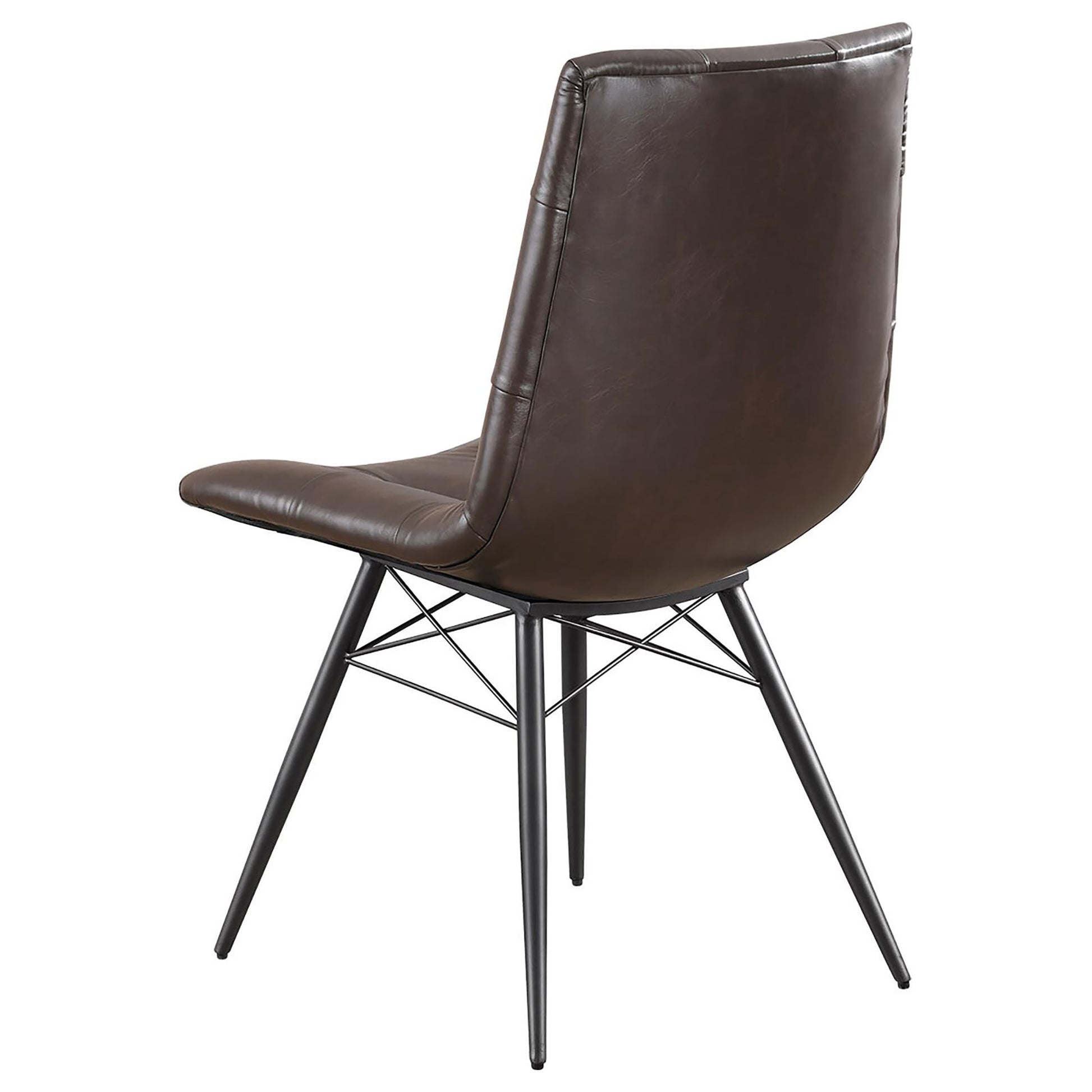 Brown And Gunmetal Back Dining Chairs Set Of 4 Brown Dining Room Industrial Side Chair Tufted Back Upholstered