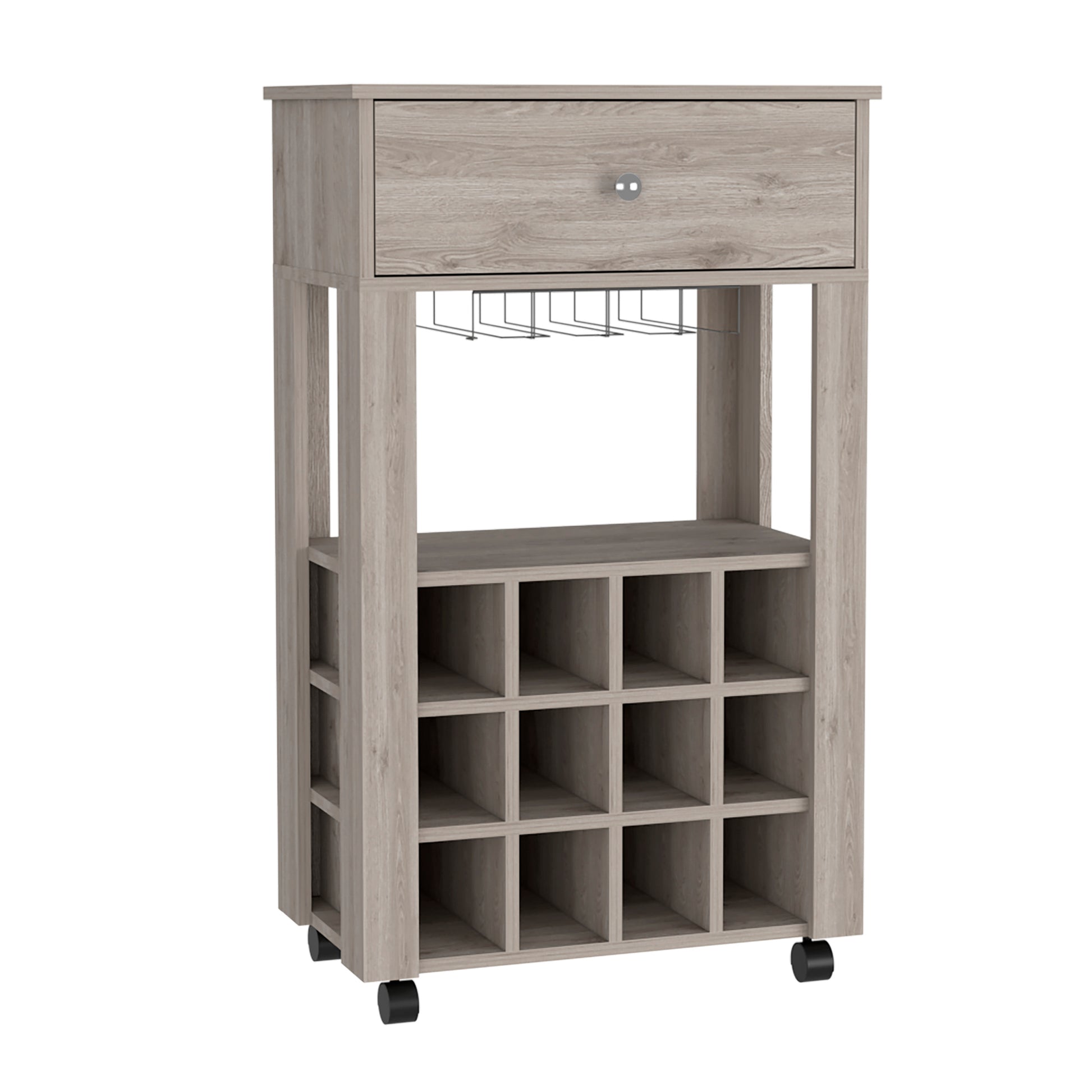 Margh Bar Cart Drawer, Light Gray Gray Particle Board Particle Board