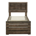 2 Pieces Bedroom Sets Farmhouse Style Twin Size Bookcase Captain Bed And Nightstand, Rustic Brown Twin Rustic Brown Bed Included,Nightstand Included Plywood