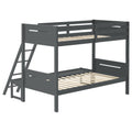 Grey Twin Full Bunk Bed With Built In Ladder Grey Wood Gray Bedroom Transitional Rubberwood Bunk Wood