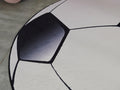 Soccer Ball Shape Machine Washable Extra Soft Decorative Area Rug Round Black White Polyester