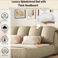 King Size Luxury Upholstered Bed With Thick Headboard, Velvet King Bed With Oversized Padded Backrest, Cinerous Expect Arrive Date 2024 3 9 King Stone Gray Velvet