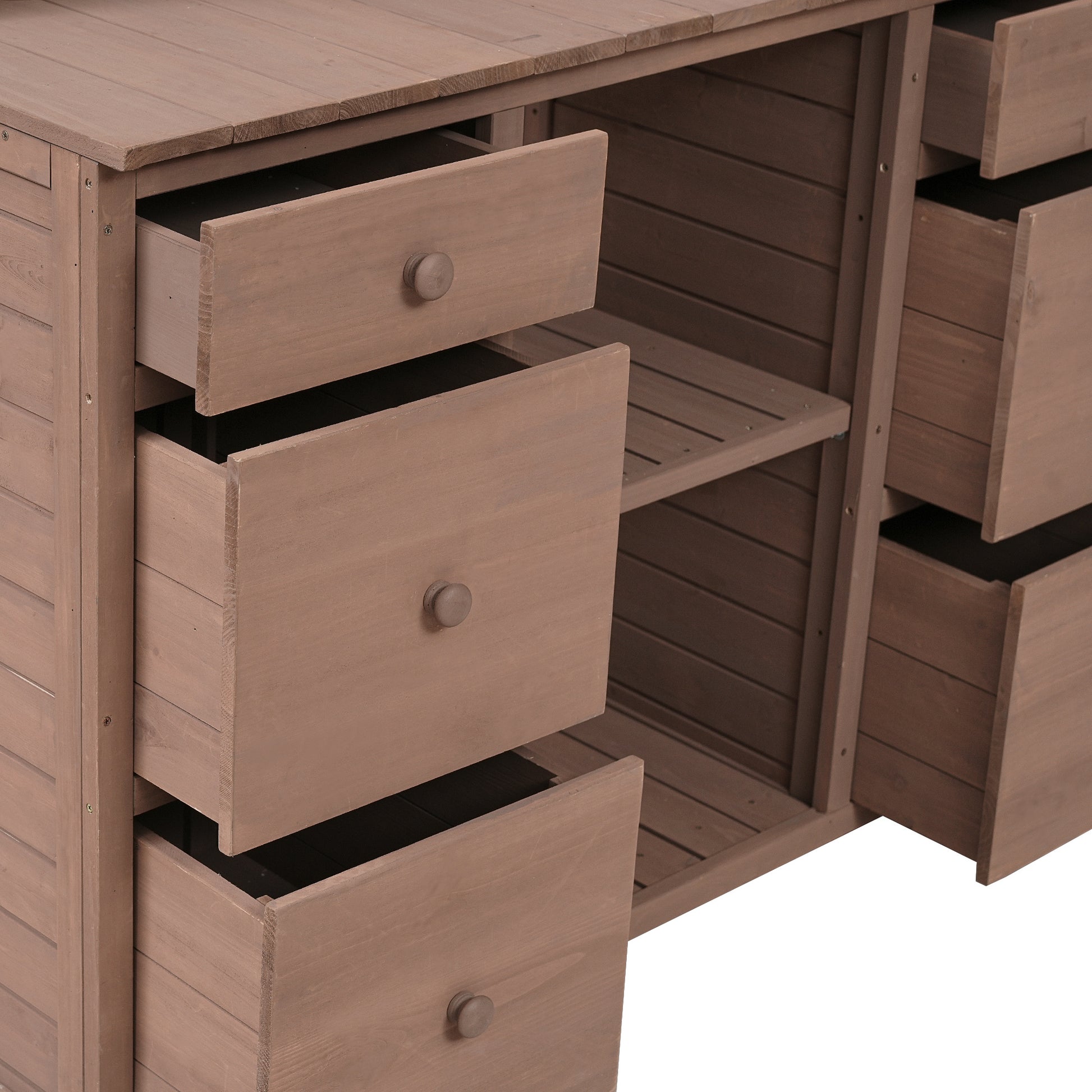 Garden Potting Bench Table, Rustic And Sleek Design With Multiple Drawers And Shelves For Storage, Brown Brown Garden & Outdoor Rustic Wood