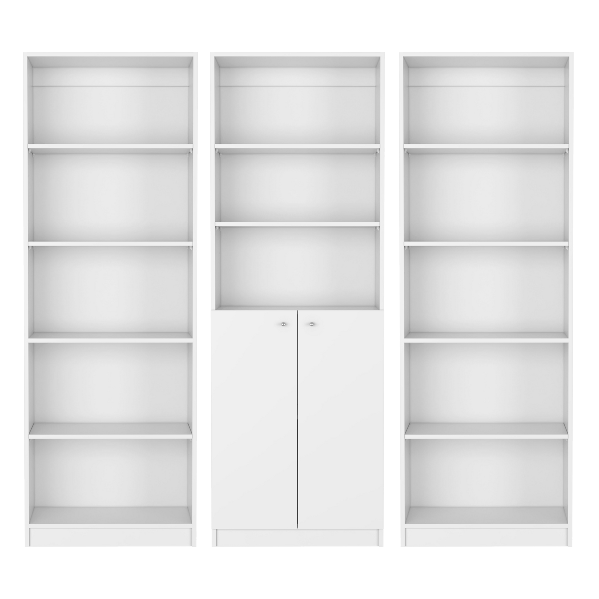 Penrose 3 Piece Living Room Set With 3 Bookcases, White White Particle Board Engineered Wood