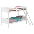 White Twin Twin Bunk Bed With Arched Headboard Twin White Wood White Bedroom Transitional Rubberwood Bunk Wood