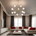 Modern Sputnik Chandelier Lighting 10 Lights With Adjustable Arms Brushed Brass Pendant Lighting Brushed Gold Metal