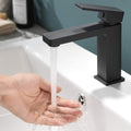 Black Bathroom Faucet, Brushed Black Faucet For Bathroom Sink, Black Single Hole Bathroom Faucet Modern Single Handle Vanity Basin Faucet Bathroom Joystick Geometric One Black Side Sprayer Deck Mounted Cartridge Valve Single Hole Faucets Matte Black