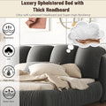 King Size Luxury Upholstered Bed With Thick Headboard, Velvet King Bed With Oversized Padded Backrest, Gray Expect Arrive Date 2024 3 15 King Gray Velvet