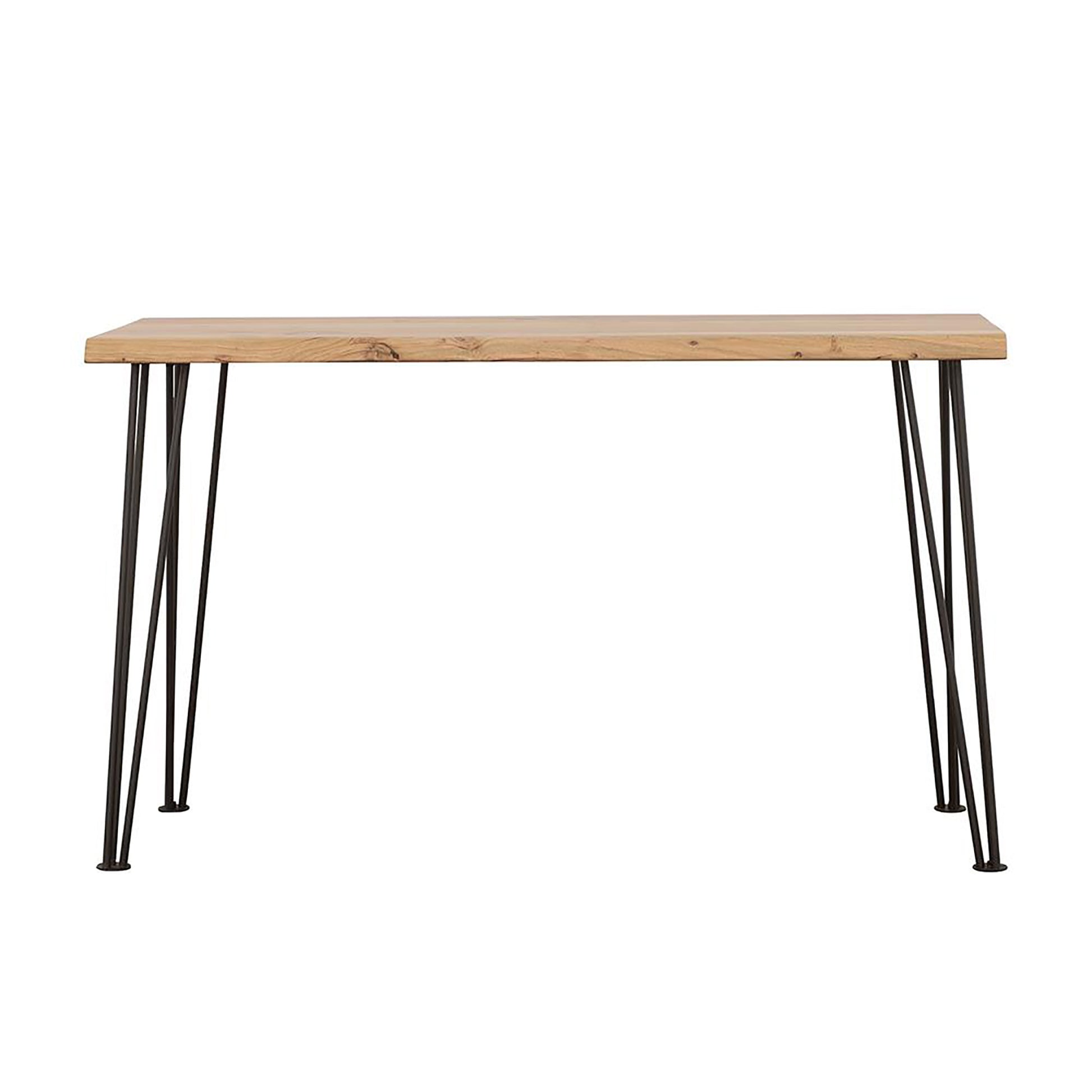 Natural And Matte Black Sofa Table With Hairpin Leg Brown Primary Living Space Farmhouse,Rustic Tabeltop Acacia Rectangular Coffee & End Tables Powder Coated Wood