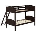 Espresso Twin Twin Bunk Bed With Arched Headboard Twin Brown Wood Espresso Bedroom Transitional Rubberwood Bunk Wood