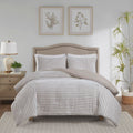 3 Piece Clipped Jacquard Duvet Cover Set Natural Polyester