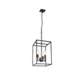 4 Light Large Industrial Metal Farmhouse Pendant Light Black Square Wide Cage Chandelier With Painted Finish Black Metal