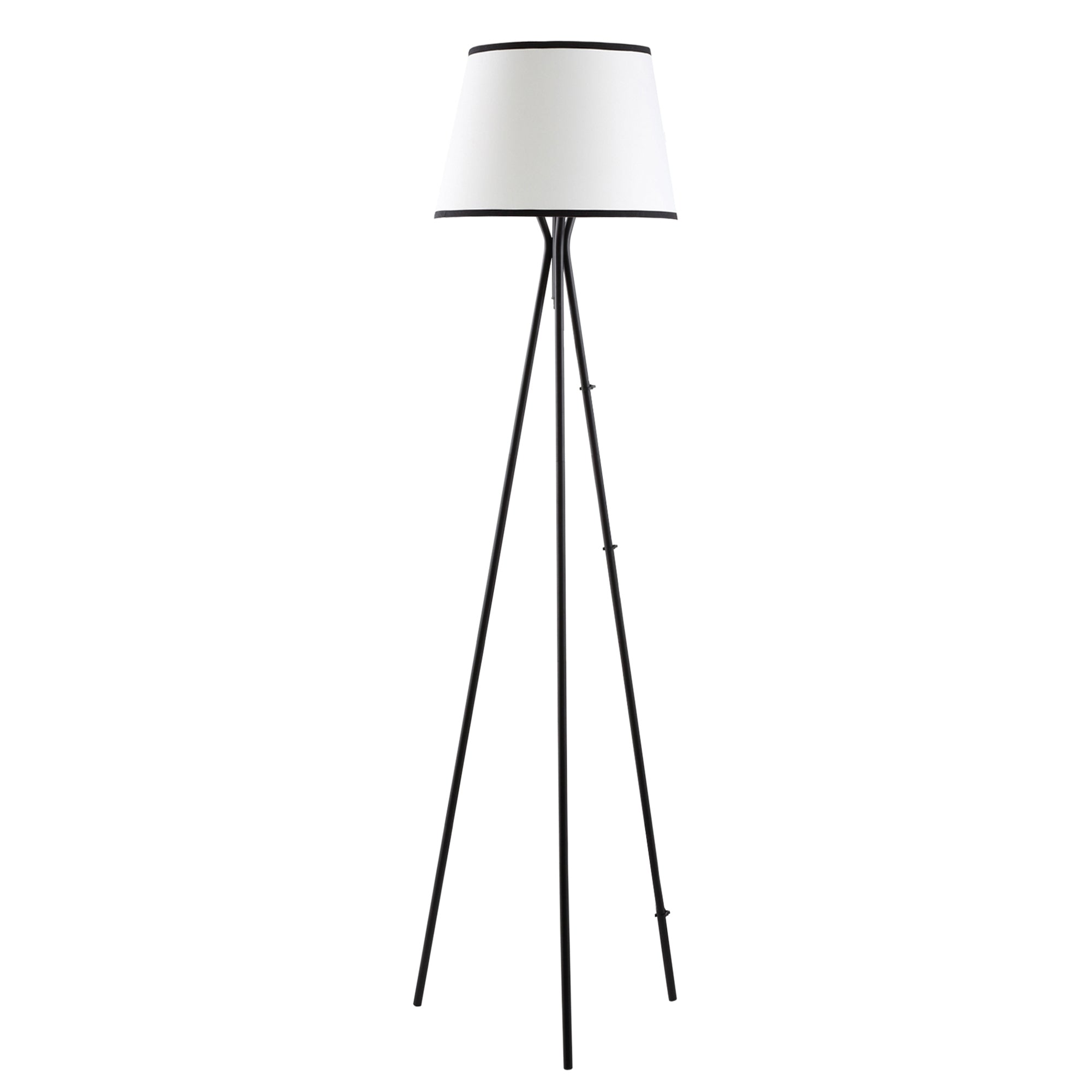 Homcom Modern Tripod Floor Lamp Free Standing Land Lamp W Steel Frame, Footswitch, Fabric Lampshade And E26 Base For Living Room, Bedroom, Office, Black Black Steel