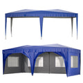 10'X20' Ez Pop Up Canopy Outdoor Portable Party Folding Tent With 6 Removable Sidewalls Carry Bag 6Pcs Weight Bag Beige Blue Blue Metal