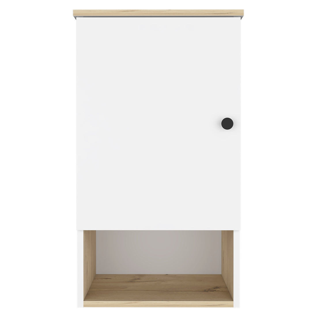 Medicine Single Door Cabinet 28" H, One Shelf, Two Interior Shelves, Light Oak White Multicolor Particle Board Particle Board