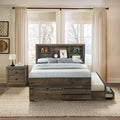 2 Pieces Bedroom Sets Farmhouse Style Twin Size Bookcase Captain Bed And Nightstand, Rustic Brown Twin Rustic Brown Bed Included,Nightstand Included Plywood