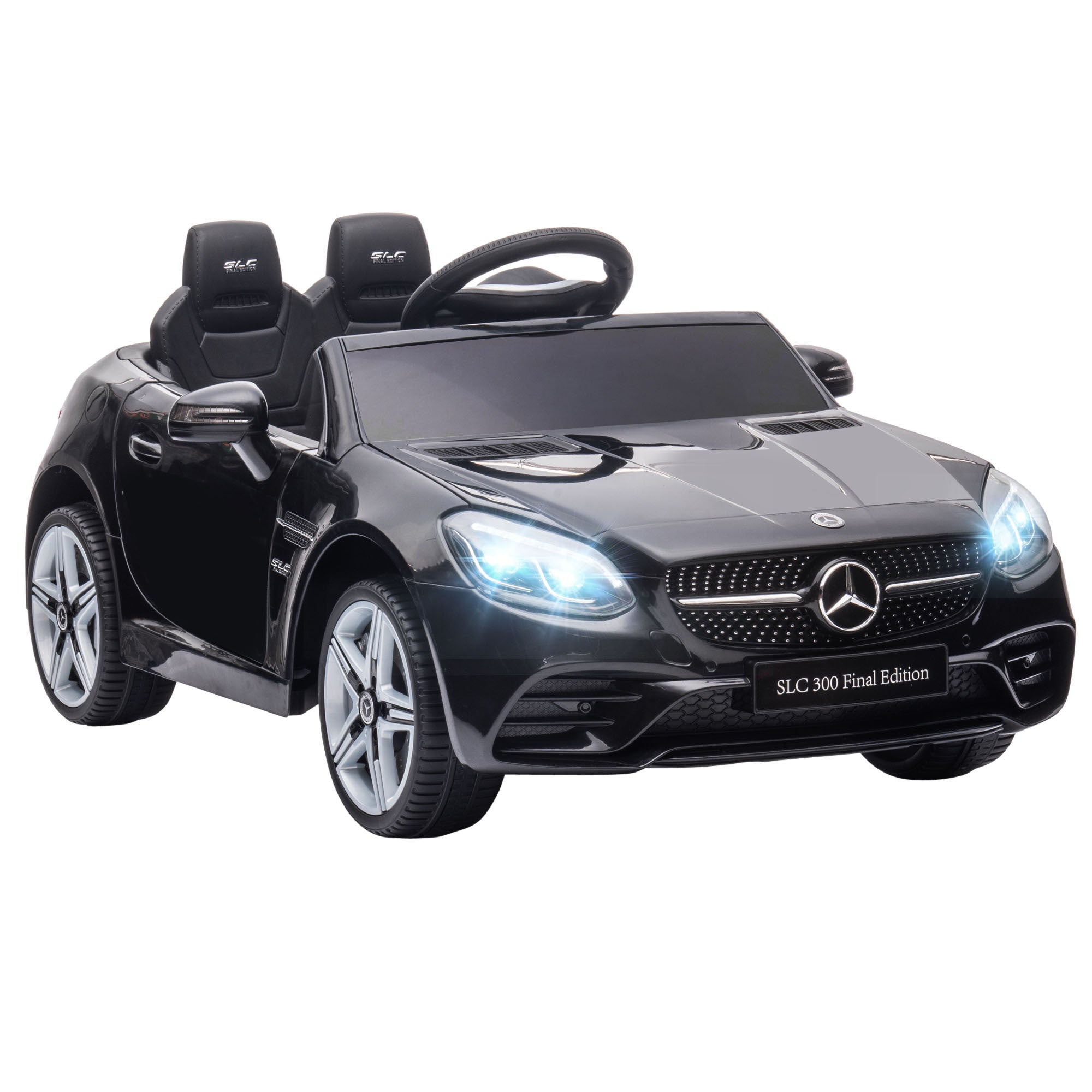 Aosom Mercedes Slc 300 Licensed Kids Electric Car With Remote Control, 12V Battery Powered Kids Ride On Car With Music, Lights, Suspension For 3 6 Years Old, Black Black Steel