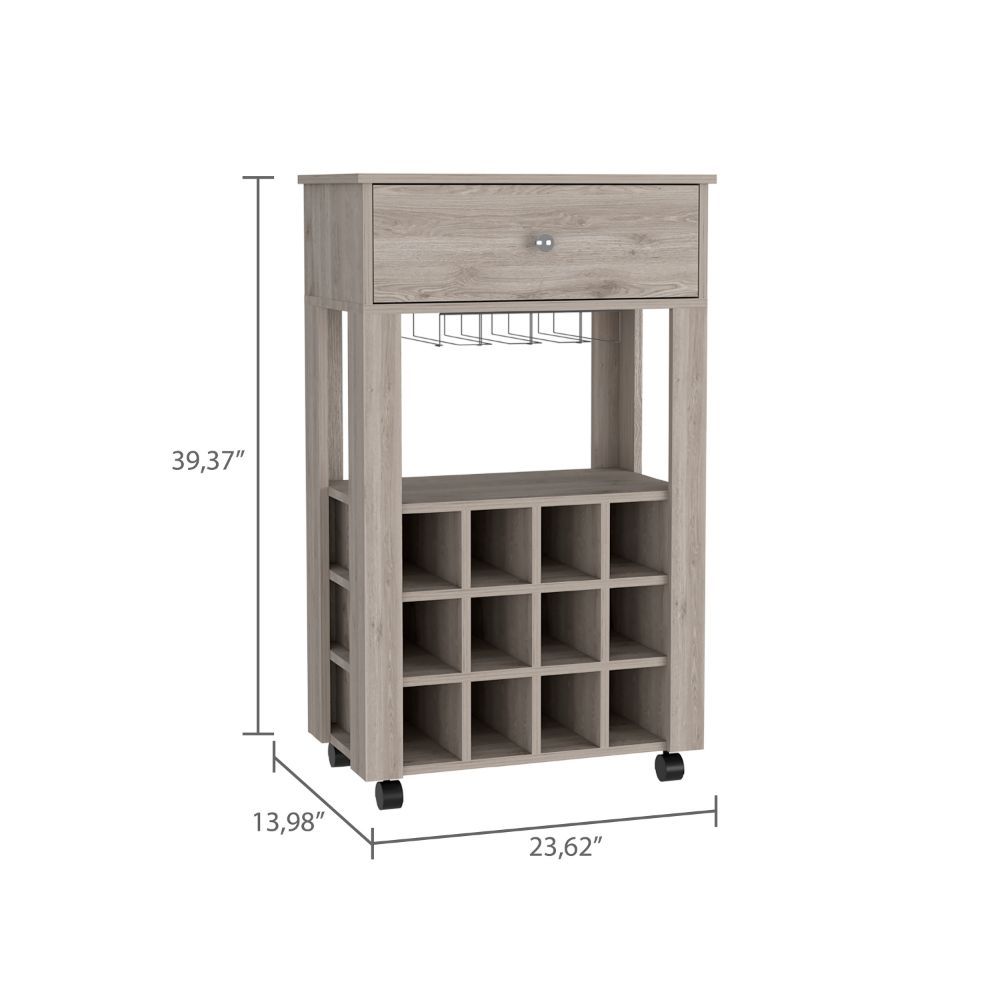 Margh Bar Cart Drawer, Light Gray Gray Particle Board Particle Board