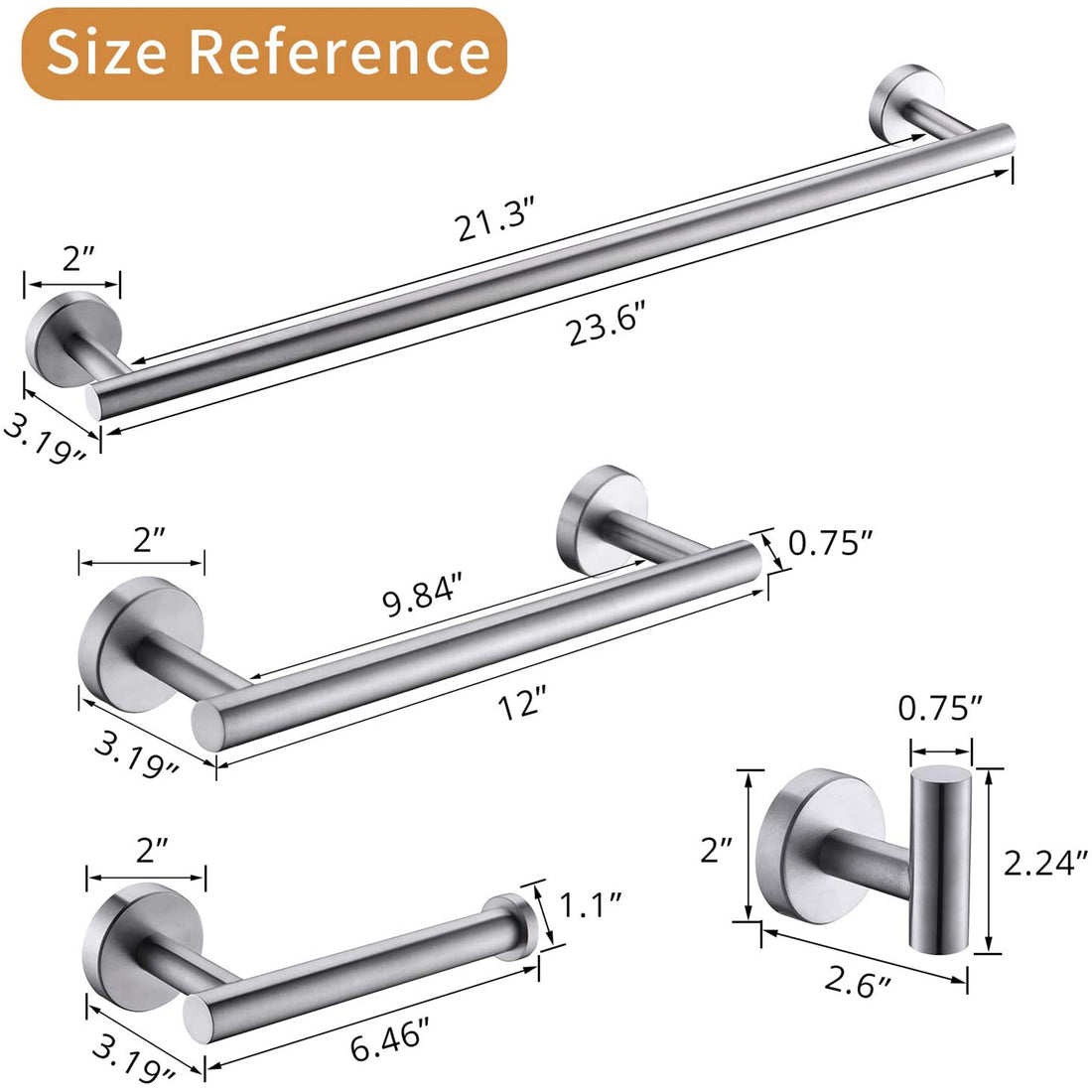 4 Pieces Brushed Nickle Bathroom Accessories Set, Stainless Steel Bathroom Hardware Set, Bath Towel Bar Set, Towel Racks For Bathroom Wall Mounted. Brushed Nickel Bathroom Antique,Classic,Industrial,Modern Stainless Steel