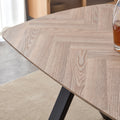 63 Inch Dining Table Set For 4 6 People, Wooden Herringbone Effect, Light Oval Shape, With Metal Frame, Farmhouse Patio Dinner Table For Dining Room, Kitchen, Home Office Natural Wood Brown Dining Room Modern Oval Kitchen & Dining Tables Mdf Mdf Steel