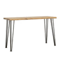 Natural And Matte Black Sofa Table With Hairpin Leg Brown Primary Living Space Farmhouse,Rustic Tabeltop Acacia Rectangular Coffee & End Tables Powder Coated Wood