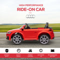 Aosom 6V Kids Electric Ride On Car, Licensed Audi Tt Rs With Suspension System And Remote Control, Horn, 5 Songs, Lights, Mp3 Player, Red Red Steel