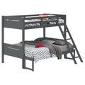 Grey Twin Full Bunk Bed With Built In Ladder Grey Wood Gray Bedroom Transitional Rubberwood Bunk Wood