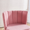 Set Of 1,Home Office Chair,Fluffy Fuzzy Comfortable Makeup Vanity Chair ,Swivel Desk Chair Height Adjustable Dressing Chair For Bedroom Pink White Fabric Metal