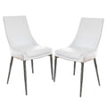 Set Of 2Dining Chairs In Sliver And White Solid White Dining Room Dining Chairs Faux Leather