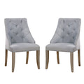 Set Of 2 Flannelette Upholstered Dining Side Chair In Silver And Light Gray Solid Light Gray Dining Room Dining Chairs Solid Back Wood Fabric