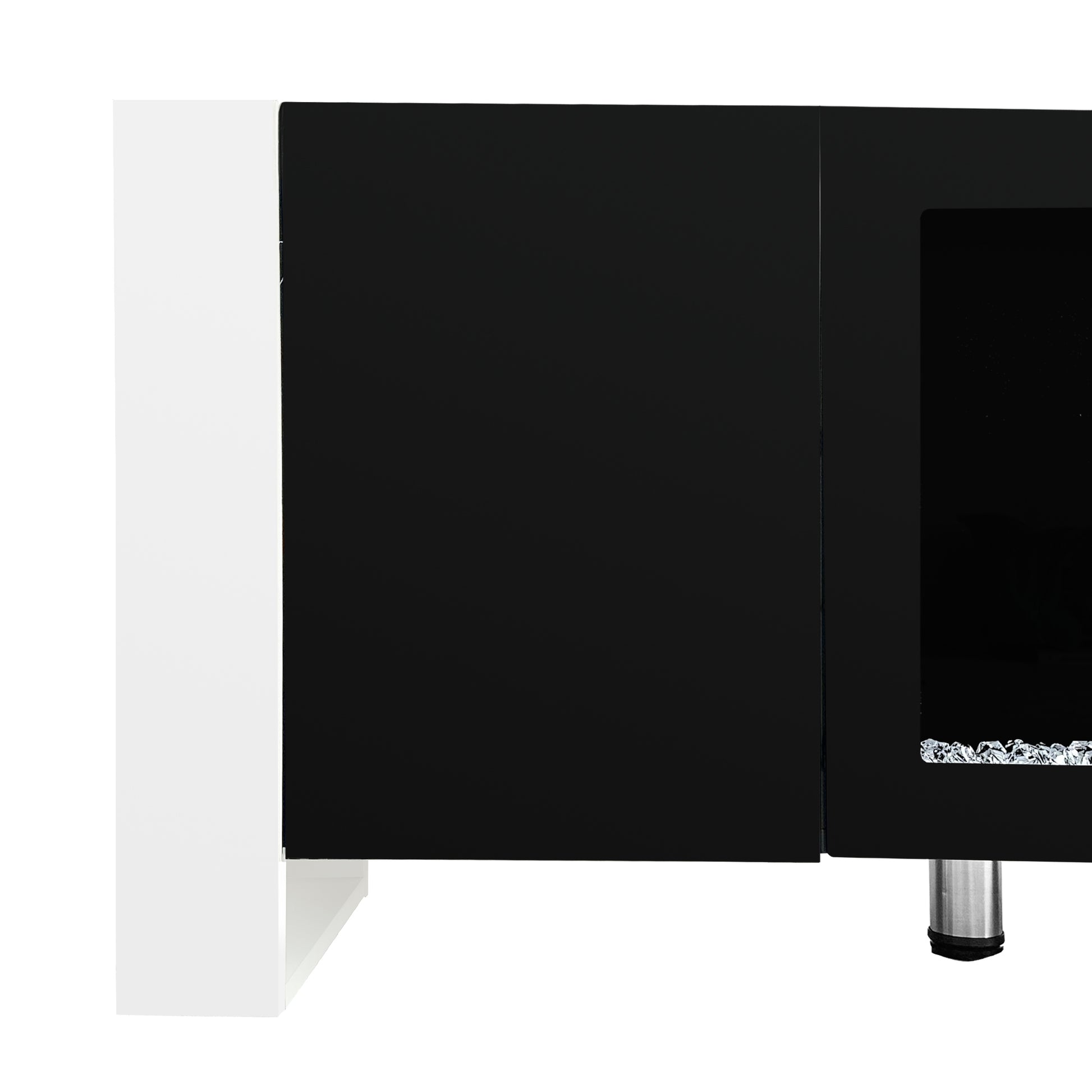 Modern Tv Stand With 34.2" Non Heating Electric Fireplace, High Gloss Entertainment Center With 2 Cabinets, Media Console For Tvs Up To 78", Black Black Primary Living Space 70 79 Inches 70 79 Inches Modern Mdf