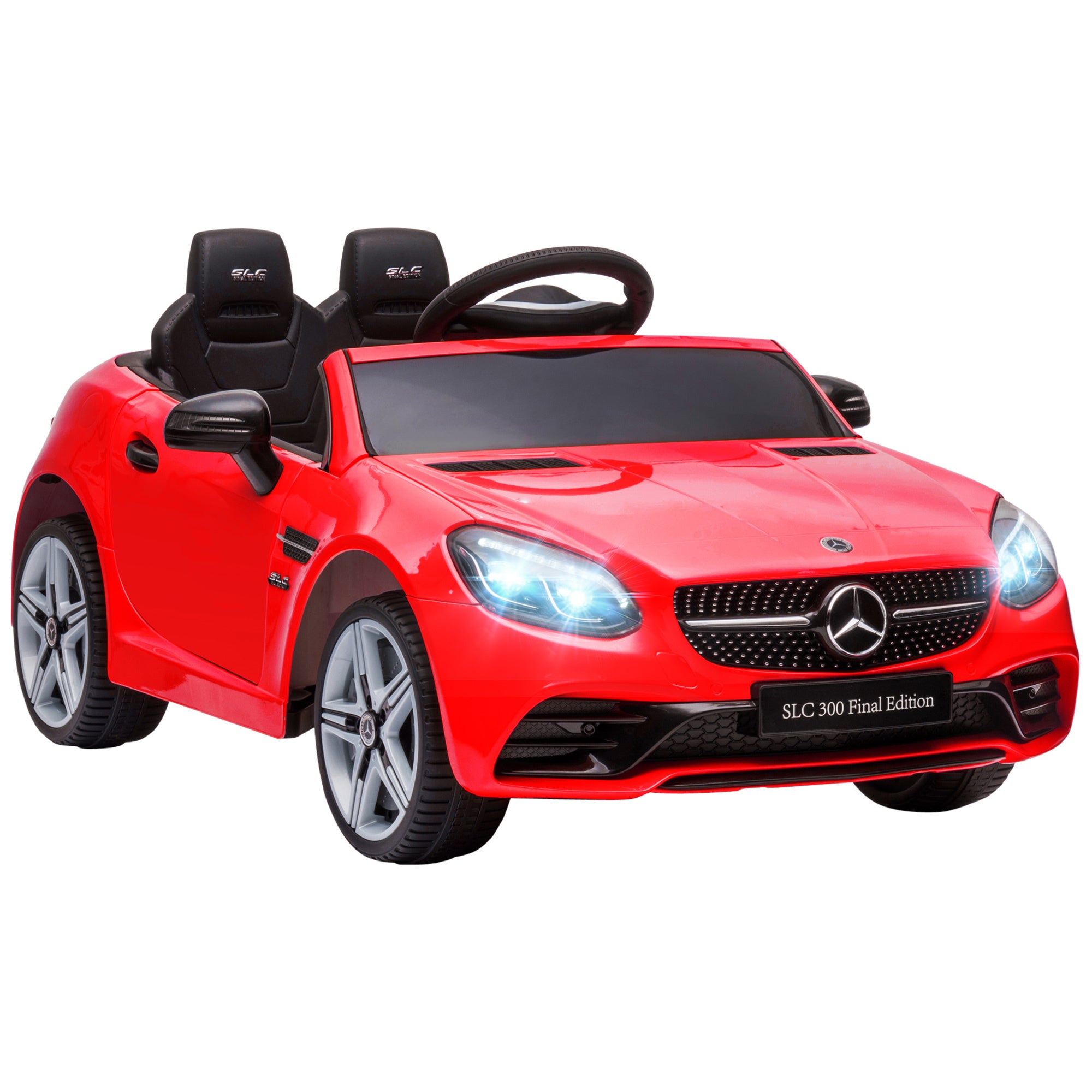 Aosom Mercedes Slc 300 Licensed Kids Electric Car With Remote Control, 12V Battery Powered Kids Ride On Car With Music, Lights, Suspension For 3 6 Years Old, Red Red Steel