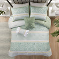 5 Piece Seersucker Comforter Set With Throw Pillows Green Polyester