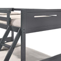 Grey Twin Full Bunk Bed With Built In Ladder Grey Wood Gray Bedroom Transitional Rubberwood Bunk Wood