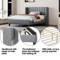 Queen Size Upholstered Platform Bed Frame With Headboard, Mattress Foundation, Wood Slat Support, Quiet, No Box Spring Needed, Easy To Assemble Light Grey Light Gray Wood