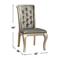 Set Of 2 Faux Leather Upholstered Side Chairs In Champagne Solid Champagne Dining Room Dining Chairs Tufted Back Faux Leather