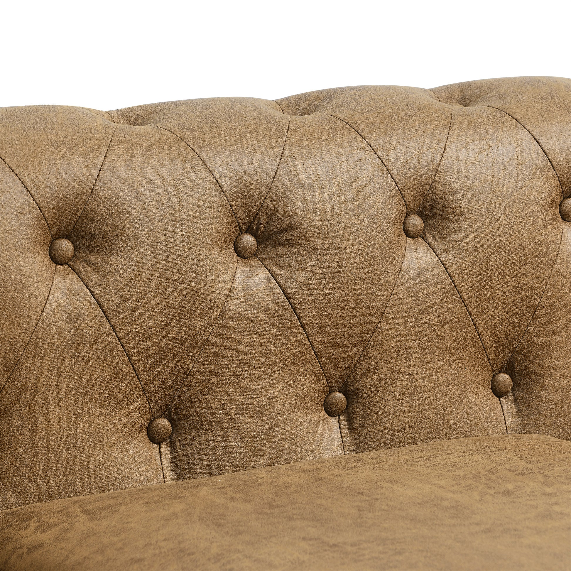 Classic Traditional Living Room Upholstered Sofa With High Tech Fabric Surface Chesterfield Tufted Fabric Sofa Couch, Large Brown Brown Primary Living Space Medium Soft Cushion Back Square Arms Foam Fabric 1 Seat