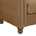 Classic Traditional Living Room Upholstered Sofa With High Tech Fabric Surface Chesterfield Tufted Fabric Sofa Couch, Large Brown Brown Primary Living Space Medium Soft Cushion Back Square Arms Foam Fabric 1 Seat