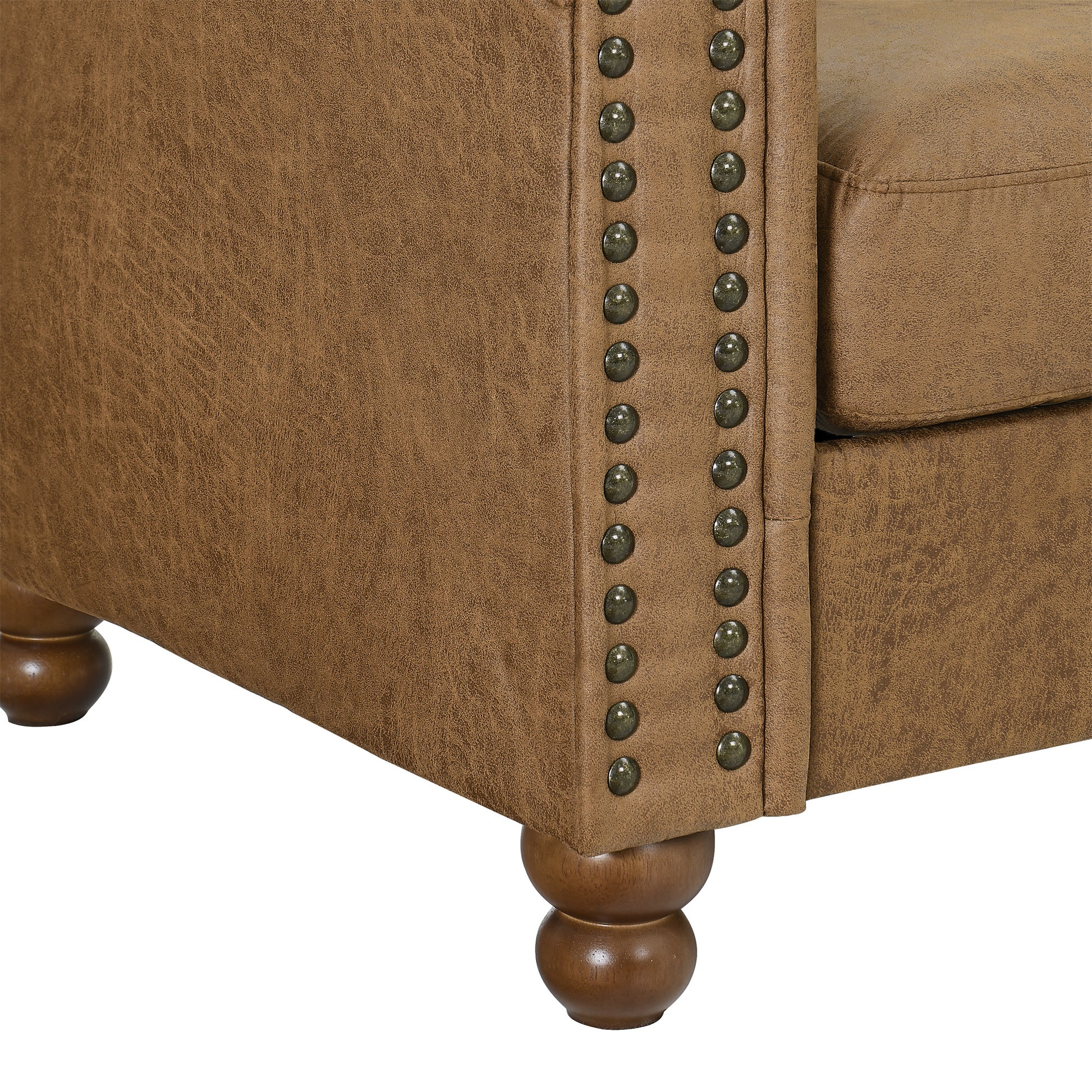 Classic Traditional Living Room Upholstered Sofa With High Tech Fabric Surface Chesterfield Tufted Fabric Sofa Couch, Large Brown Brown Primary Living Space Medium Soft Cushion Back Square Arms Foam Fabric 1 Seat