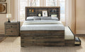 2 Pieces Bedroom Sets Farmhouse Style Twin Size Bookcase Captain Bed And Nightstand, Rustic Brown Twin Rustic Brown Bed Included,Nightstand Included Plywood