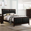 Cappuccino And Black Tufted Full Panel Bed Box Spring Required Full Brown Wood Bedroom Contemporary,Modern Rubberwood Panel Faux Leather Wood