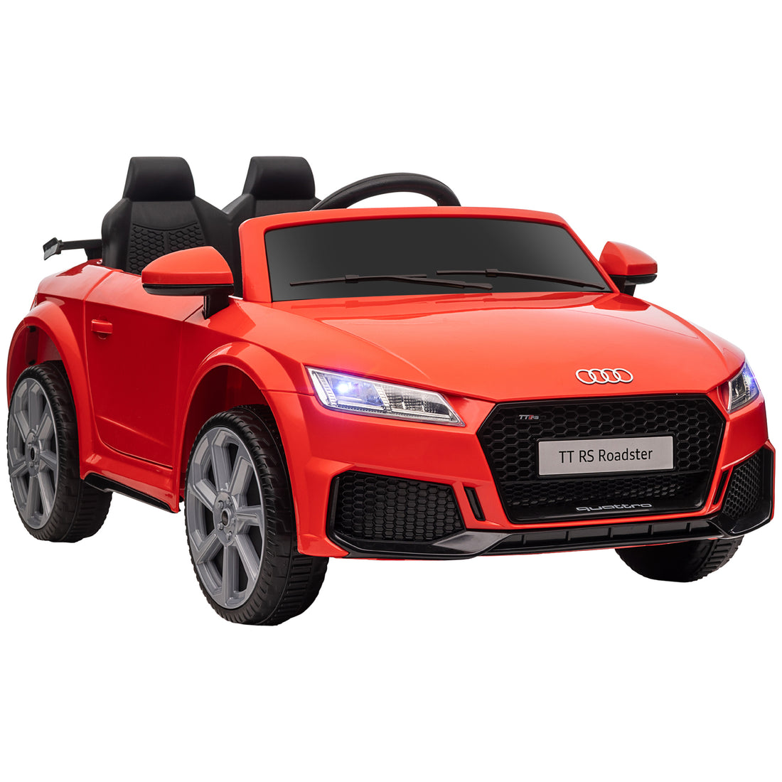 Aosom 6V Kids Electric Ride On Car, Licensed Audi Tt Rs With Suspension System And Remote Control, Horn, 5 Songs, Lights, Mp3 Player, Red Red Steel